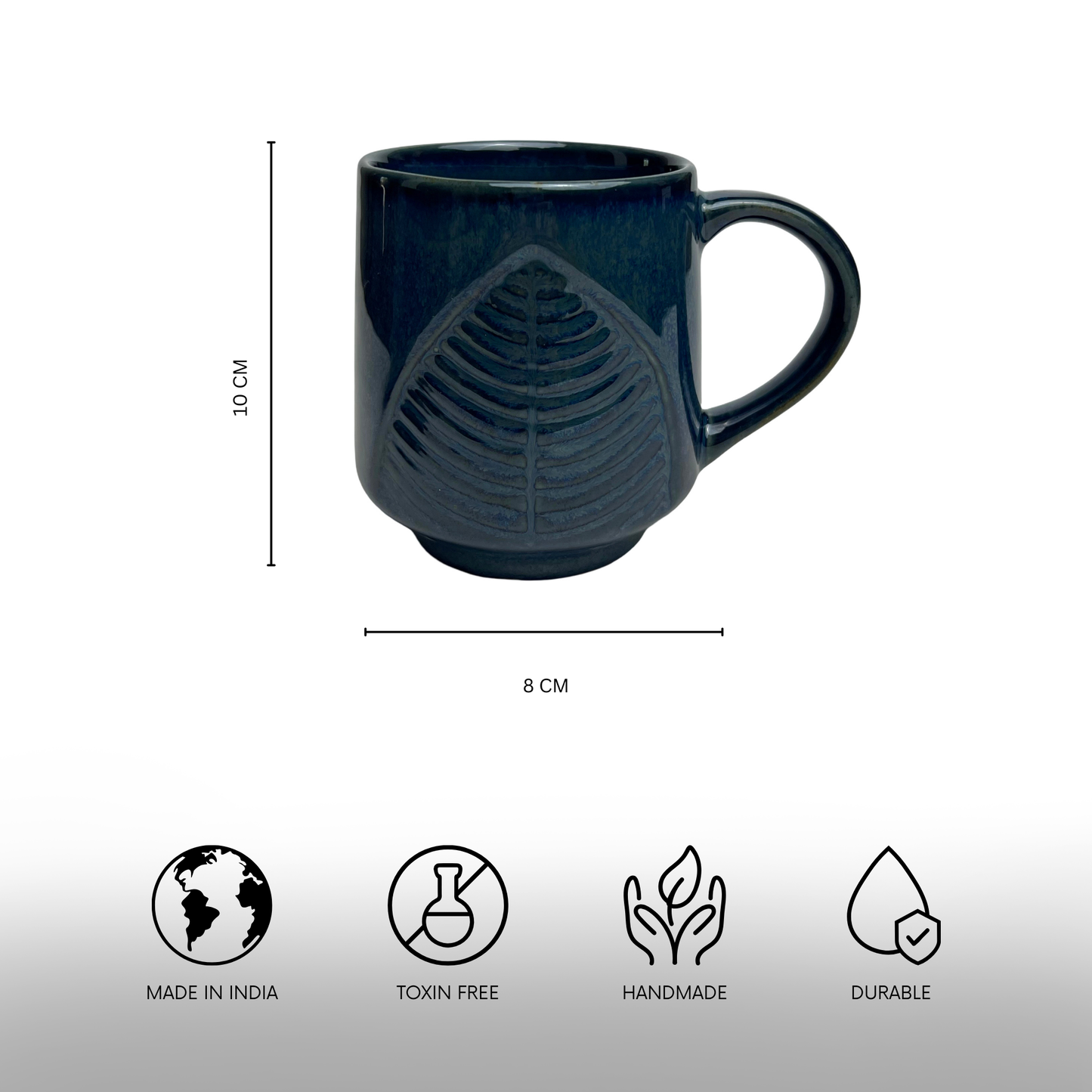 Blue Leaf Mugs - Set of 2