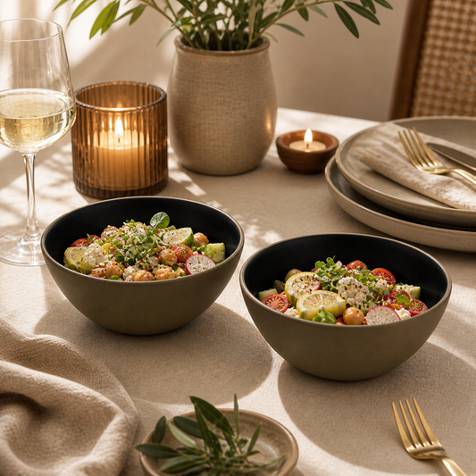 Rustic Earth Serving Bowls (Black) - Set of 2