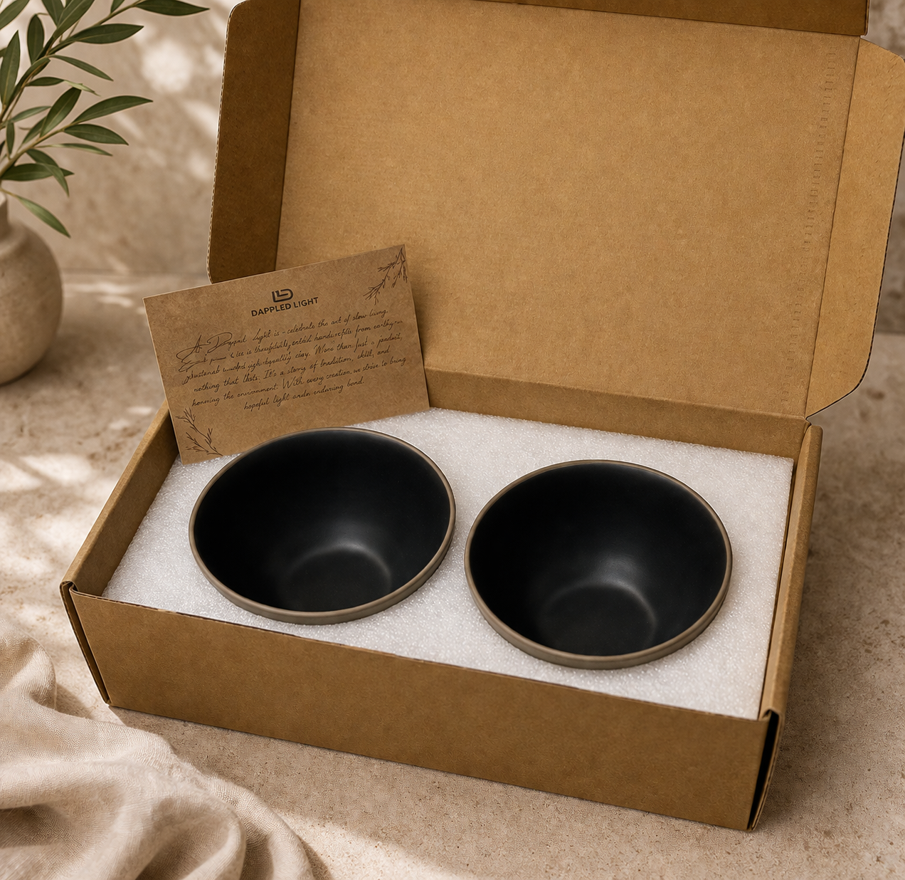 Rustic Earth Serving Bowls (Black) - Set of 2