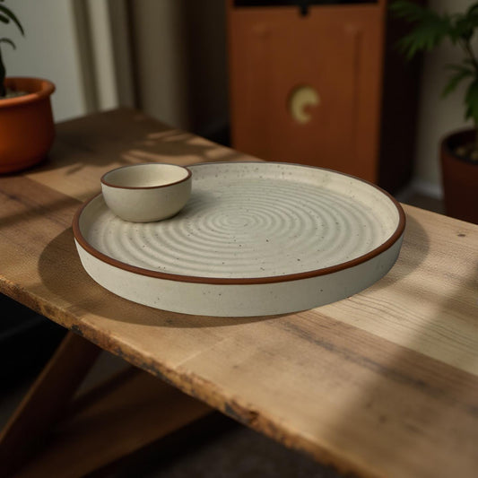 chip and dip set
snack serving platter
chip and dip plate
ceramic plate