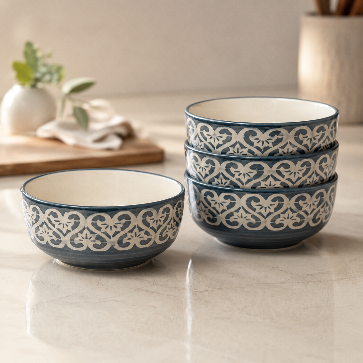 Slate Heritage Ceramic Bowls - Set of 4