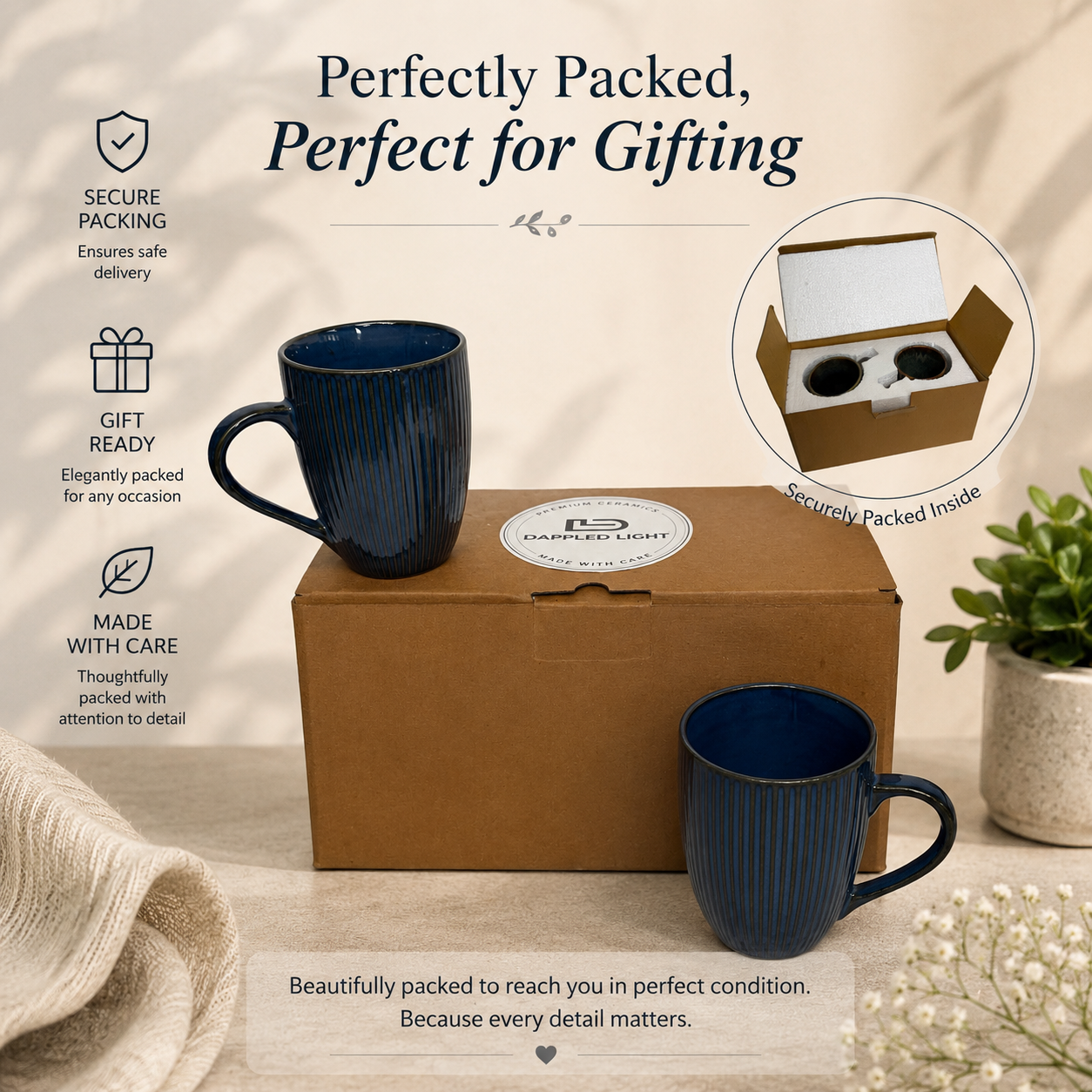 Indigo Ripple Mugs - Set of 2