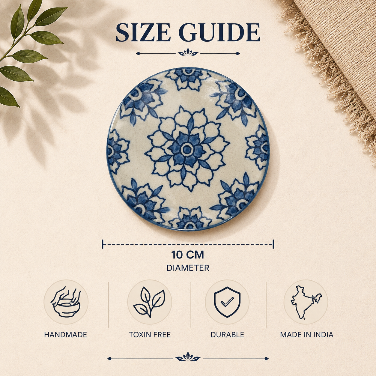 Indigo Bloom Ceramic Coasters - Set of 4