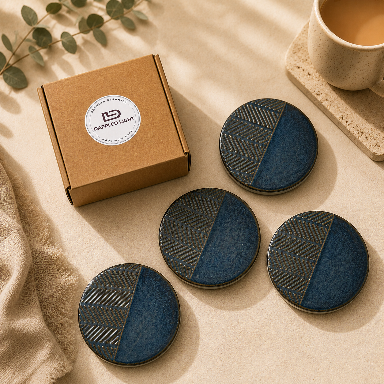 Midnight Texture Ceramic Coasters - Set of 4