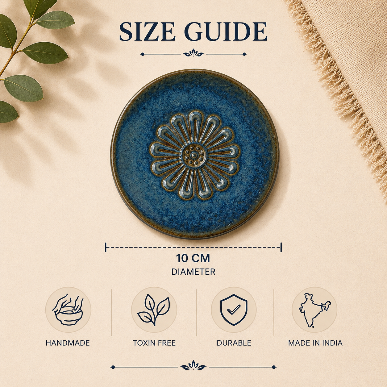 Indigo Daisy Ceramic Coasters - Set of 4