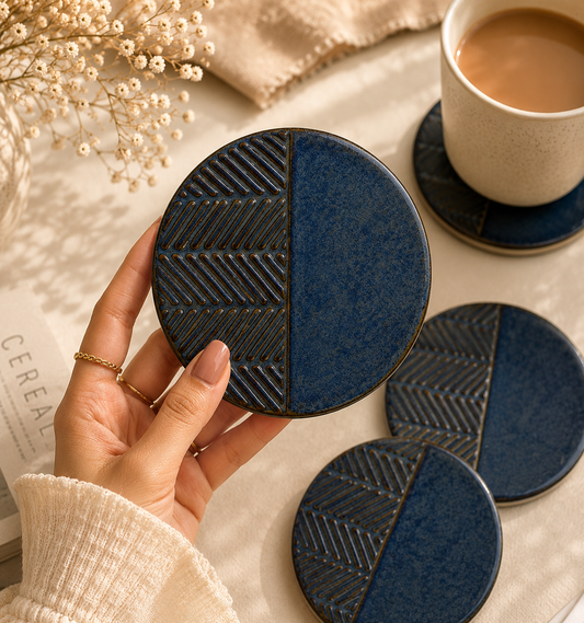 Midnight Texture Ceramic Coasters - Set of 4
