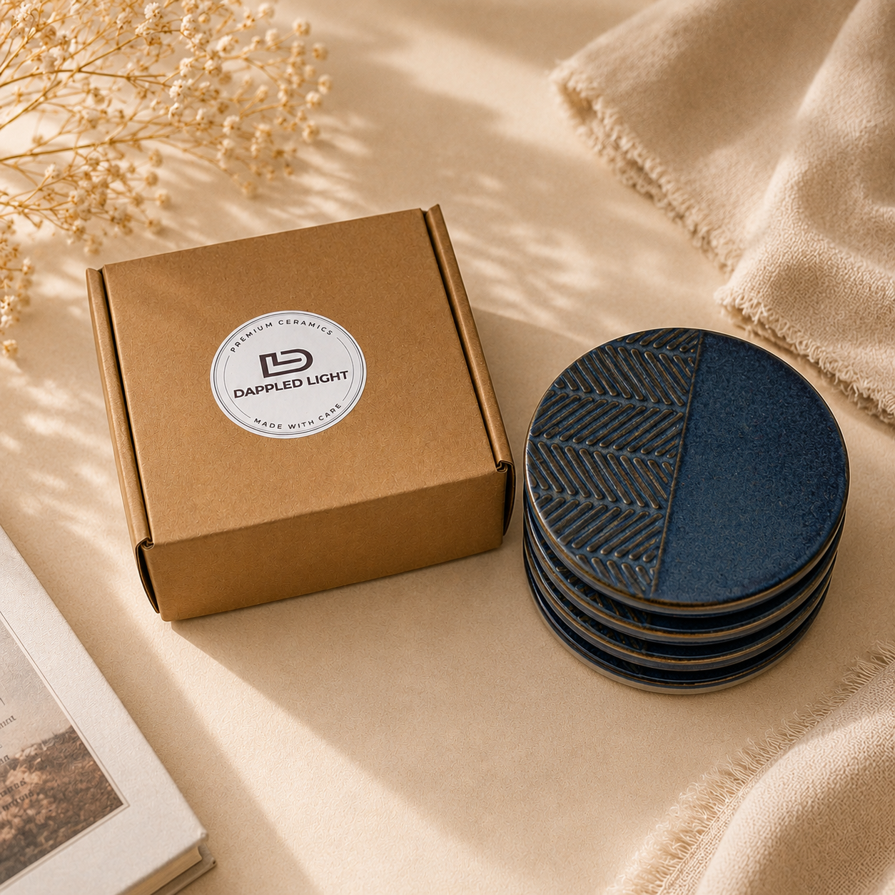 Midnight Texture Ceramic Coasters - Set of 4