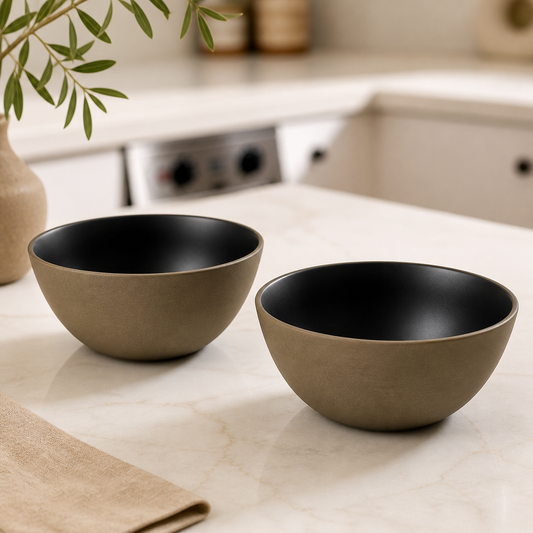 Rustic Earth Serving Bowls (Black) - Set of 2