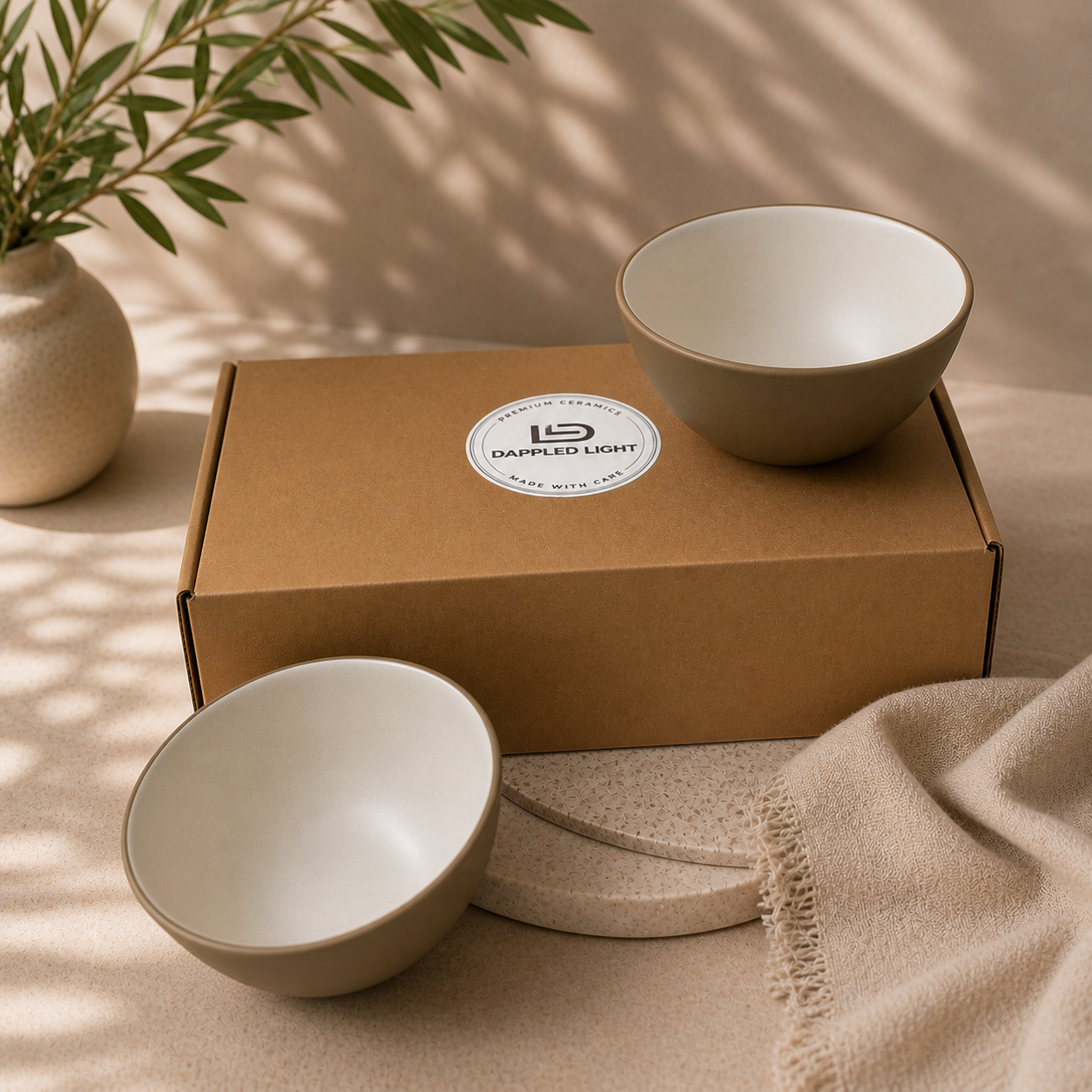 Rustic Earth Serving Bowls (White) - Set of 2