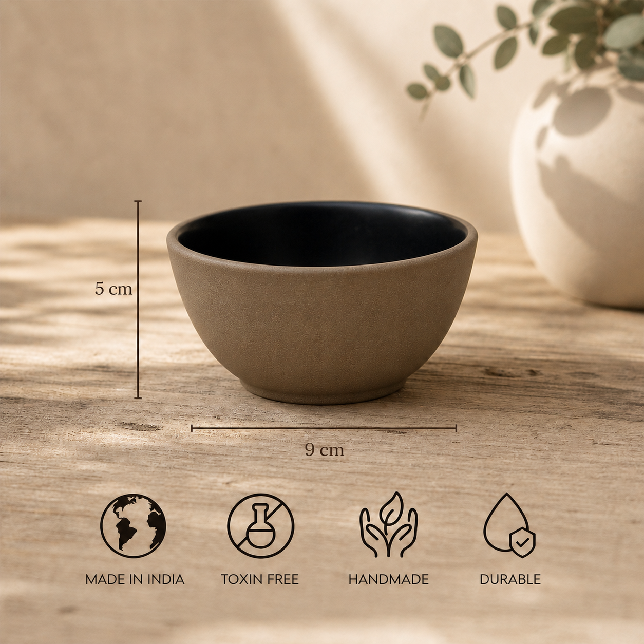 Dual Tone Earthy Ceramic Bowls - Set of 2 (Black)