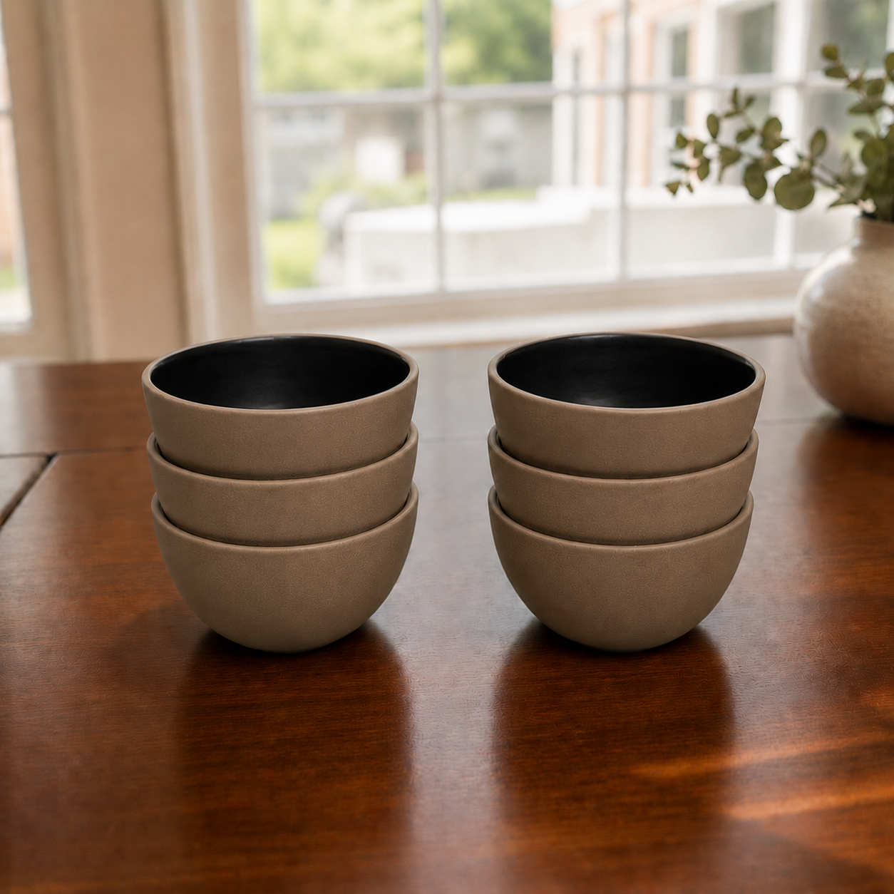 Dual Tone Earthy Ceramic Bowls - Set of 2 (Black)