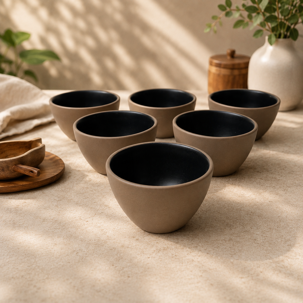 Dual Tone Earthy Ceramic Bowls - Set of 2 (Black)