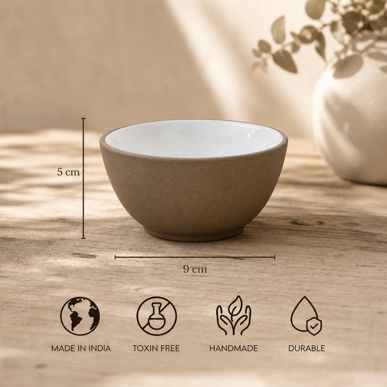 Dual Tone Earthy Ceramic Bowls - Set of 2 (White)