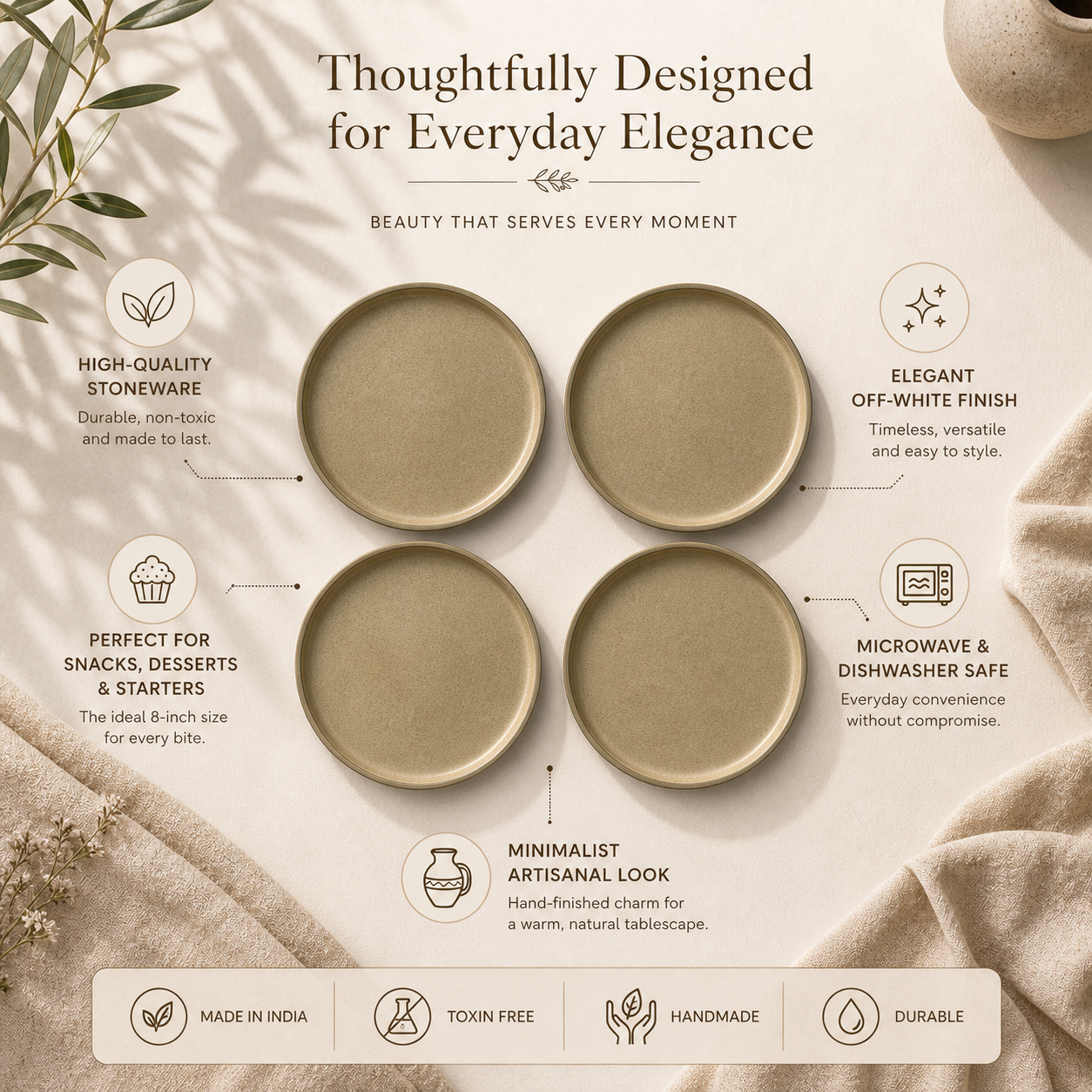 Sepia Quarter Plates (Set of 4)