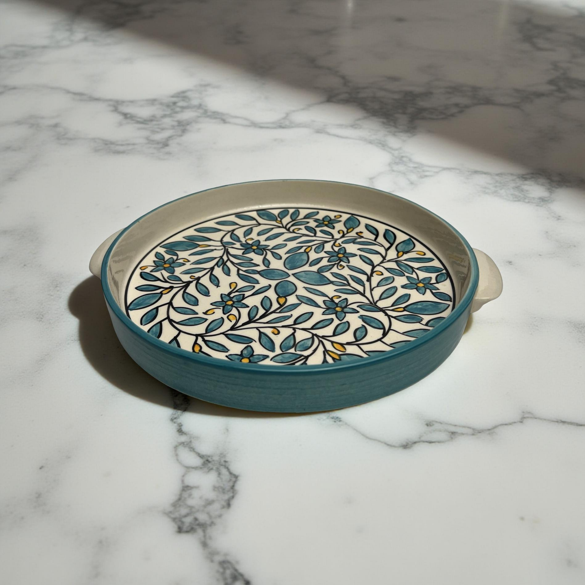 turquoise serving platter
serving dish with handles 
floral platter for serving 