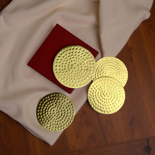 Textura Brass Coasters - Set of 4