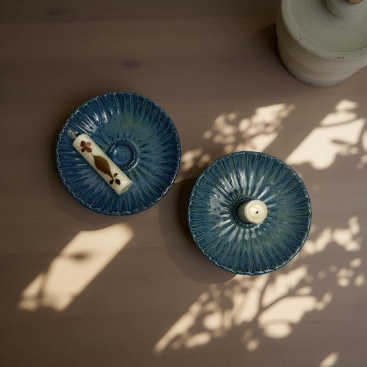 Blue Ember Candle Holder - Set of 2
